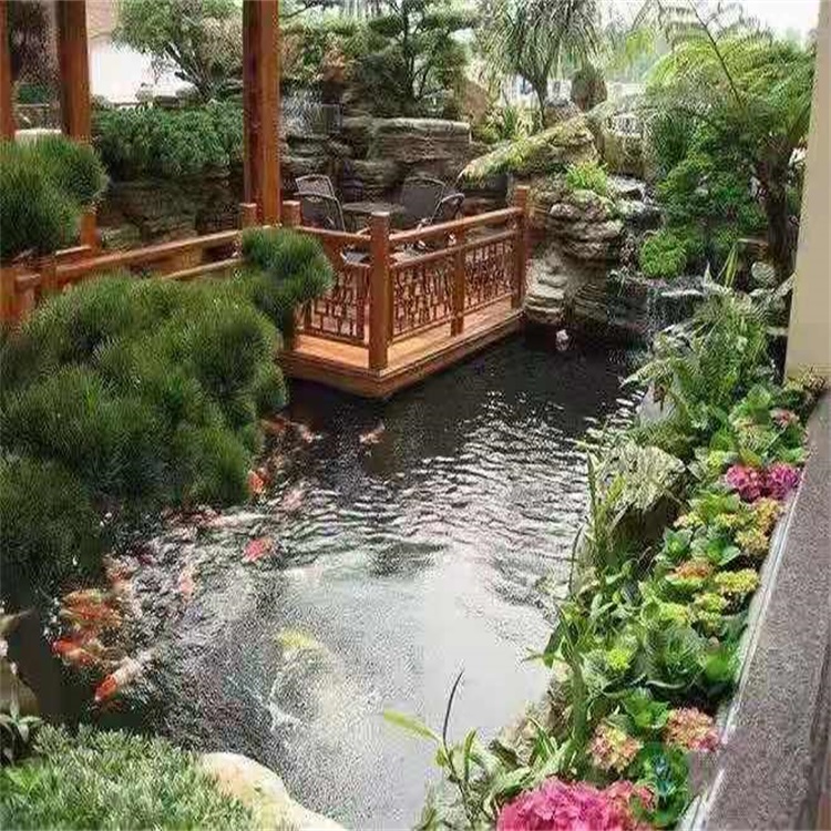 通河别墅庭院景观设计鱼池